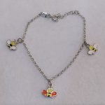 PULSEIRA PRATA CRIANÇA COM PENDENTES  ESMALTE