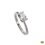 ANEL OURO BRANCO DE NOIVADO PASSION GOLD 19K