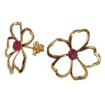 BRINCOS PRATA DOURADA FLOR PEDRA LILAS