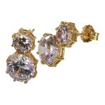 BRINCOS PRATA DOURADA 2 ZIRCÕES