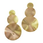 BRINCOS PRATA DOURADA 3 CHAPAS REDONDAS