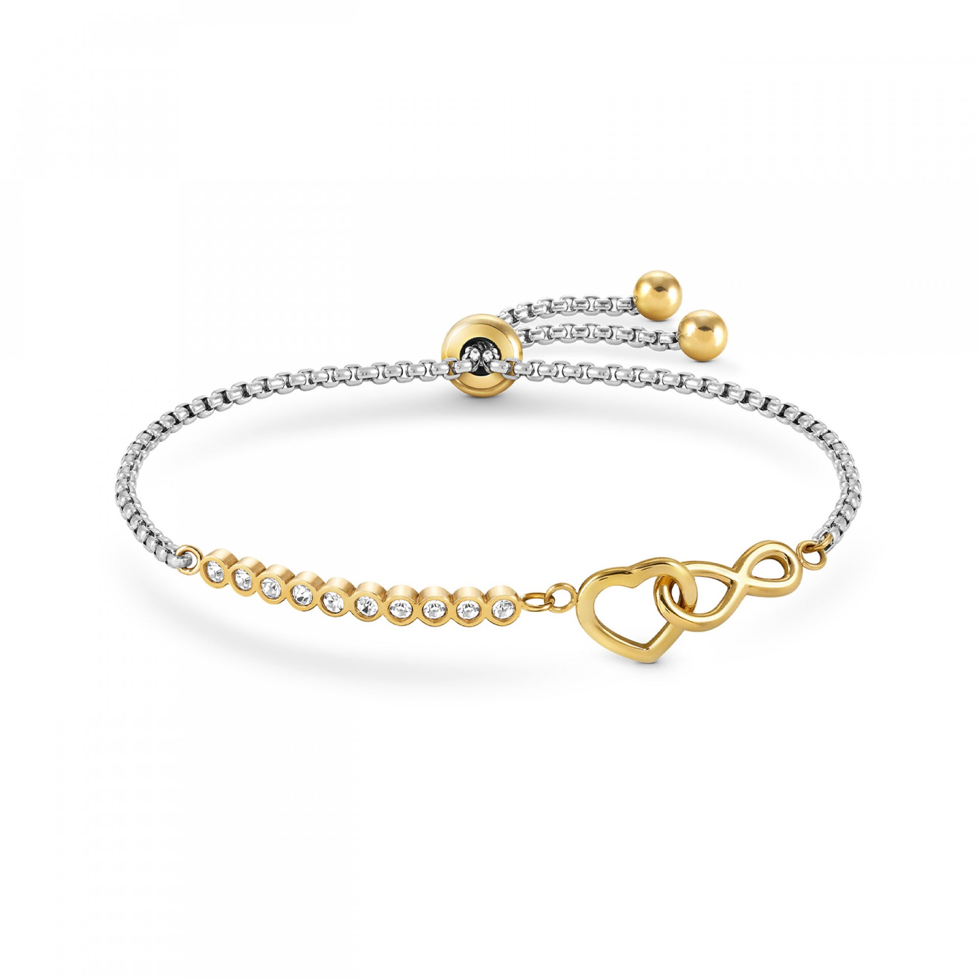 Pulseira Nomination Milleluci Coração Infinito Dourado