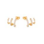 Brincos Unike Classy 3 Lines Shiny Golden
