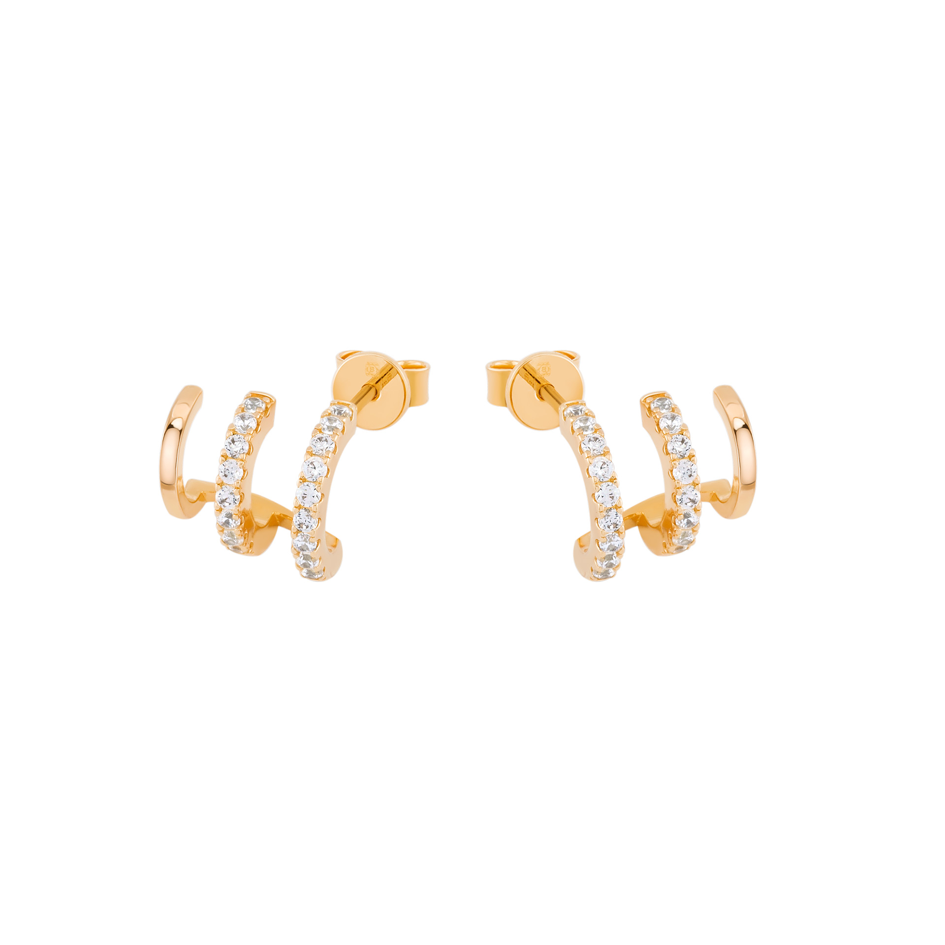Brincos Unike Classy 3 Lines Shiny Golden