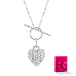 Colar Dia da Mãe Coração & Travinca Prateado